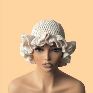 Elegant Cream Ruffled Women's Hat